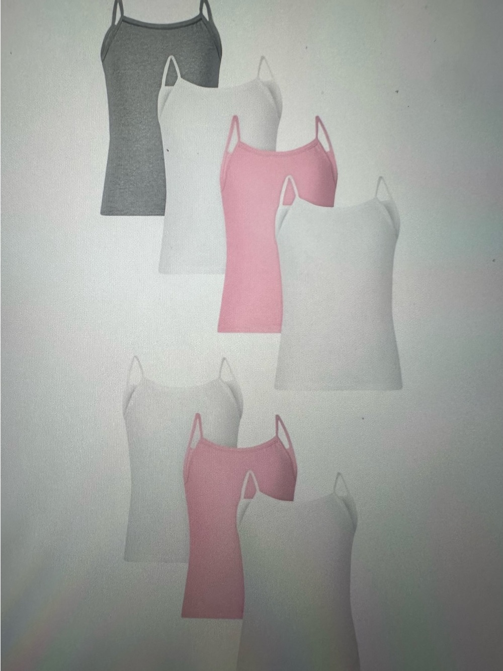 Pack of Women's Spaghetti Strap cotton Camisoles - Pink, White, Gray